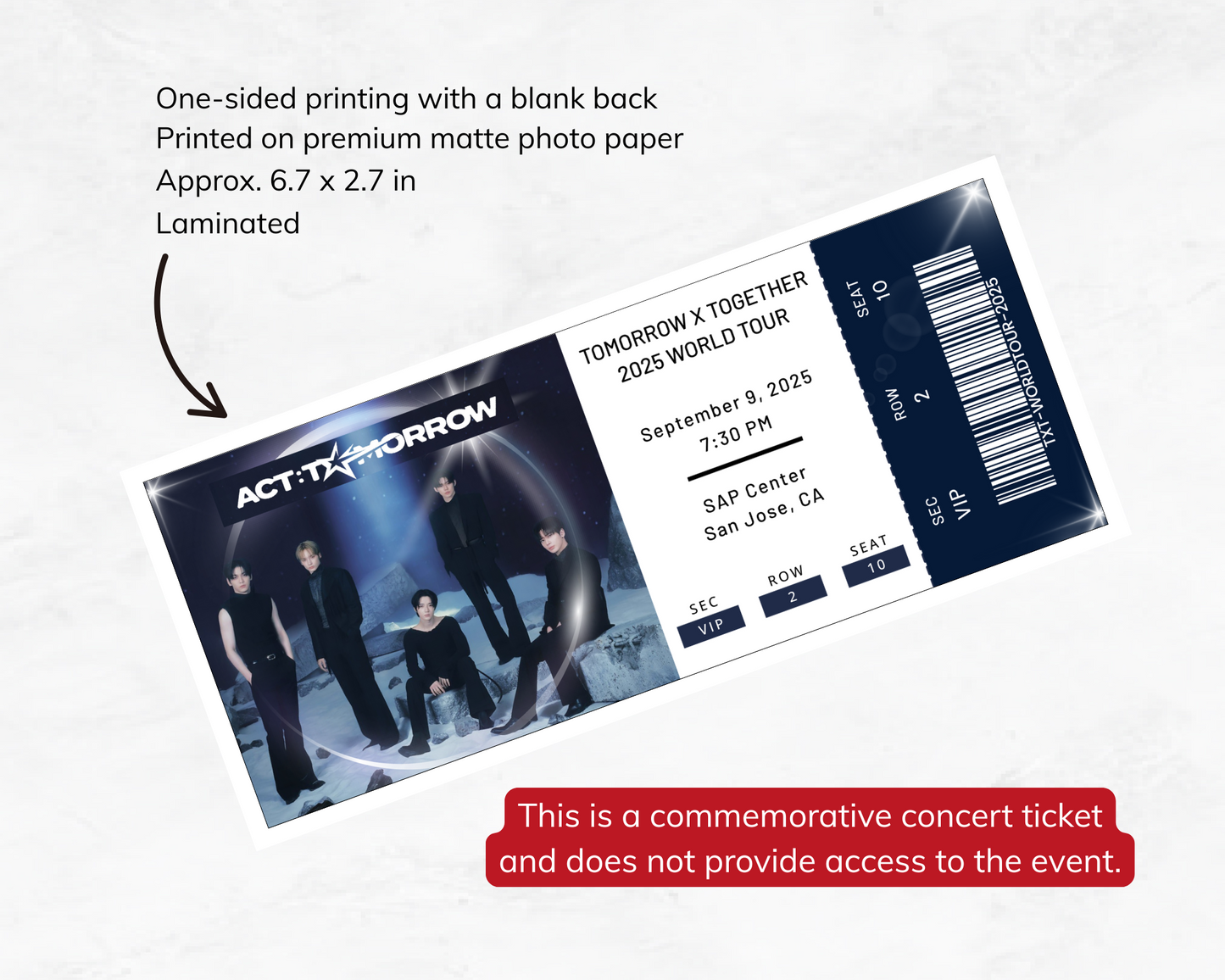 Personalized TXT World Tour ACT: Tomorrow Concert Ticket