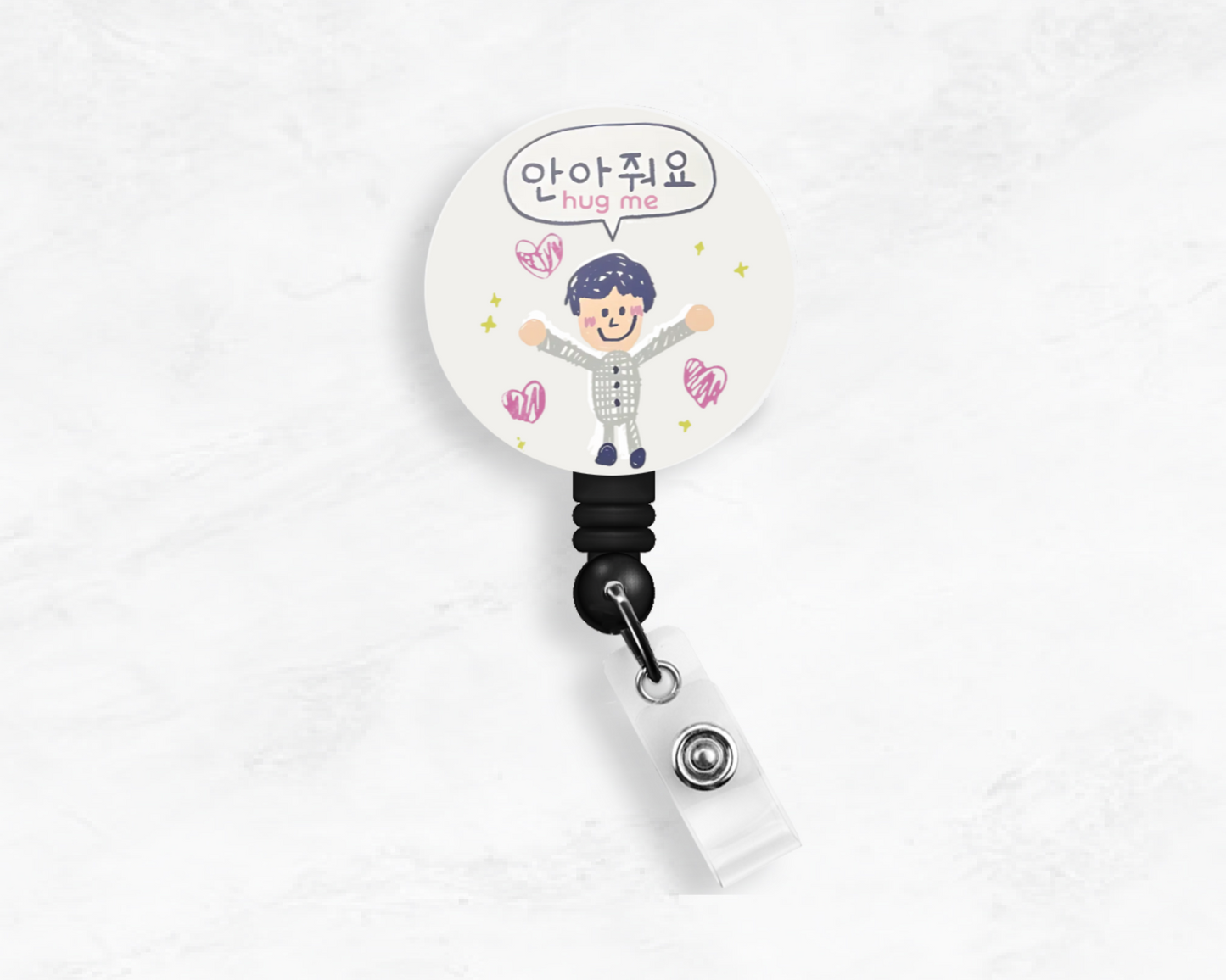 Jin's Hug Me Drawing Badge Reel