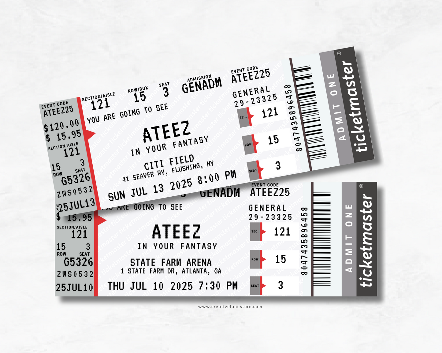 Ateez 2025 Custom Concert Ticket - Ticketmaster Inspired
