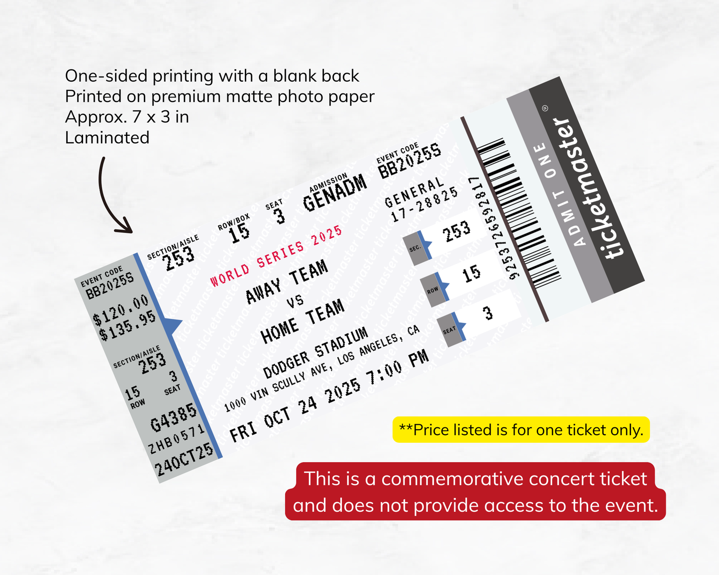 Baseball Postseason Custom Ticket - Ticketmaster Inspired
