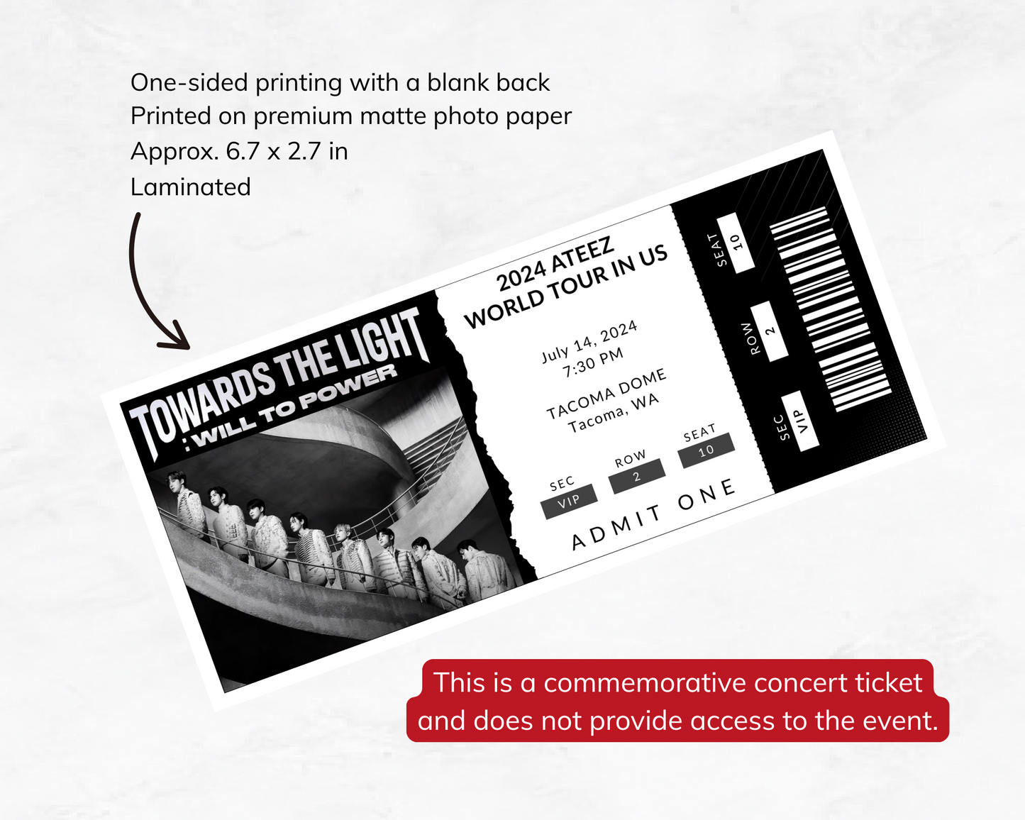 Ateez 2024 Custom Concert Ticket