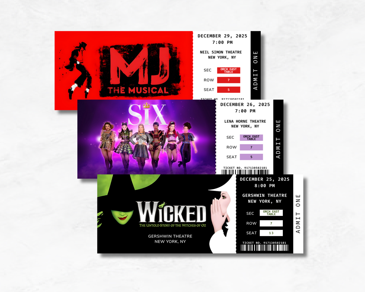 Broadway Custom Souvenir Ticket