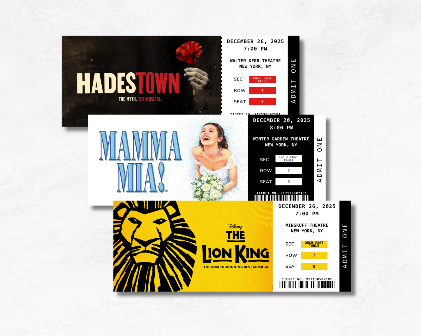 Broadway Custom Souvenir Ticket