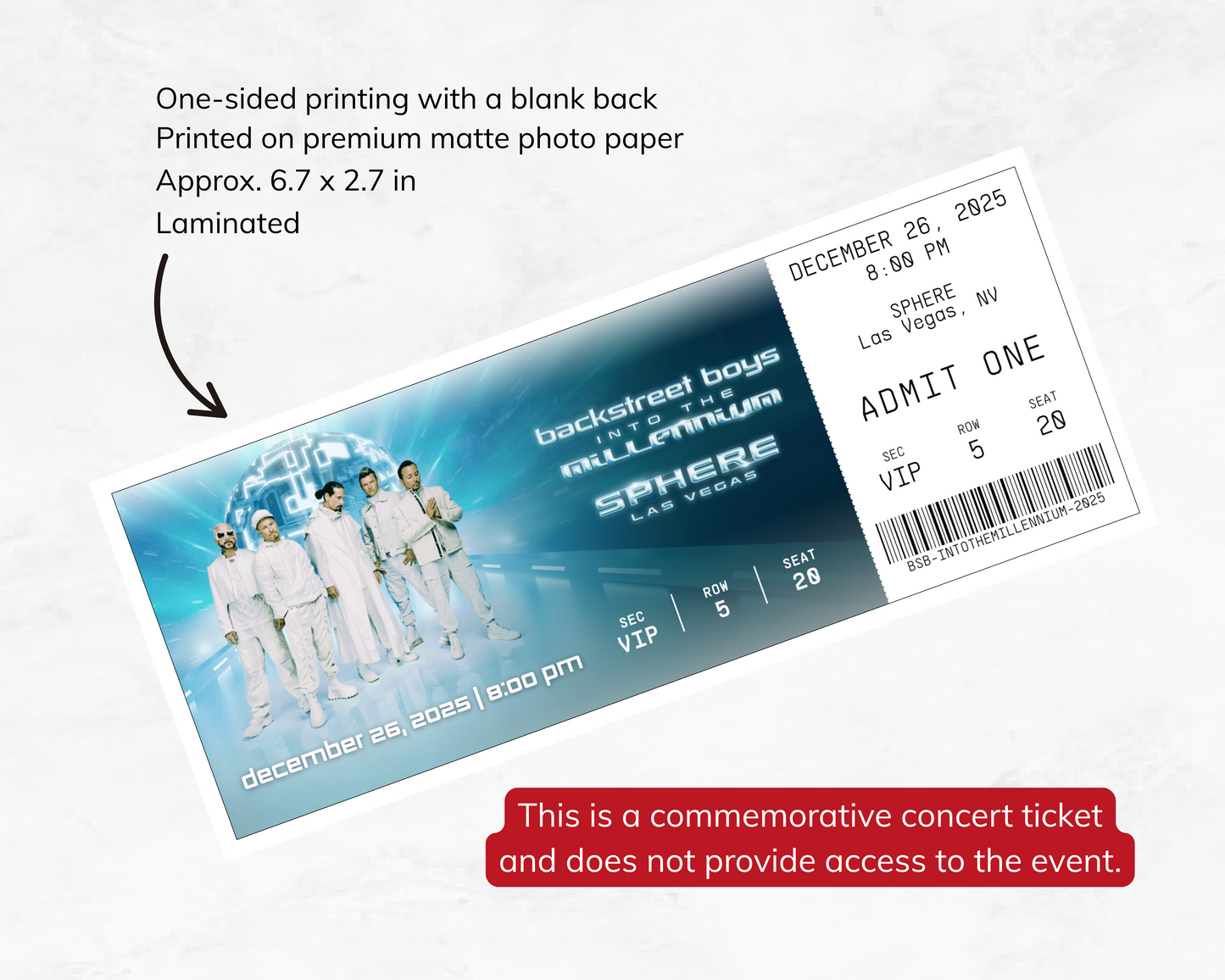 Backstreet Boys: Into The Millennium Custom Concert Ticket