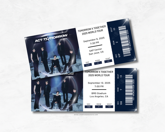 TXT World Tour ACT: Tomorrow Custom Concert Ticket