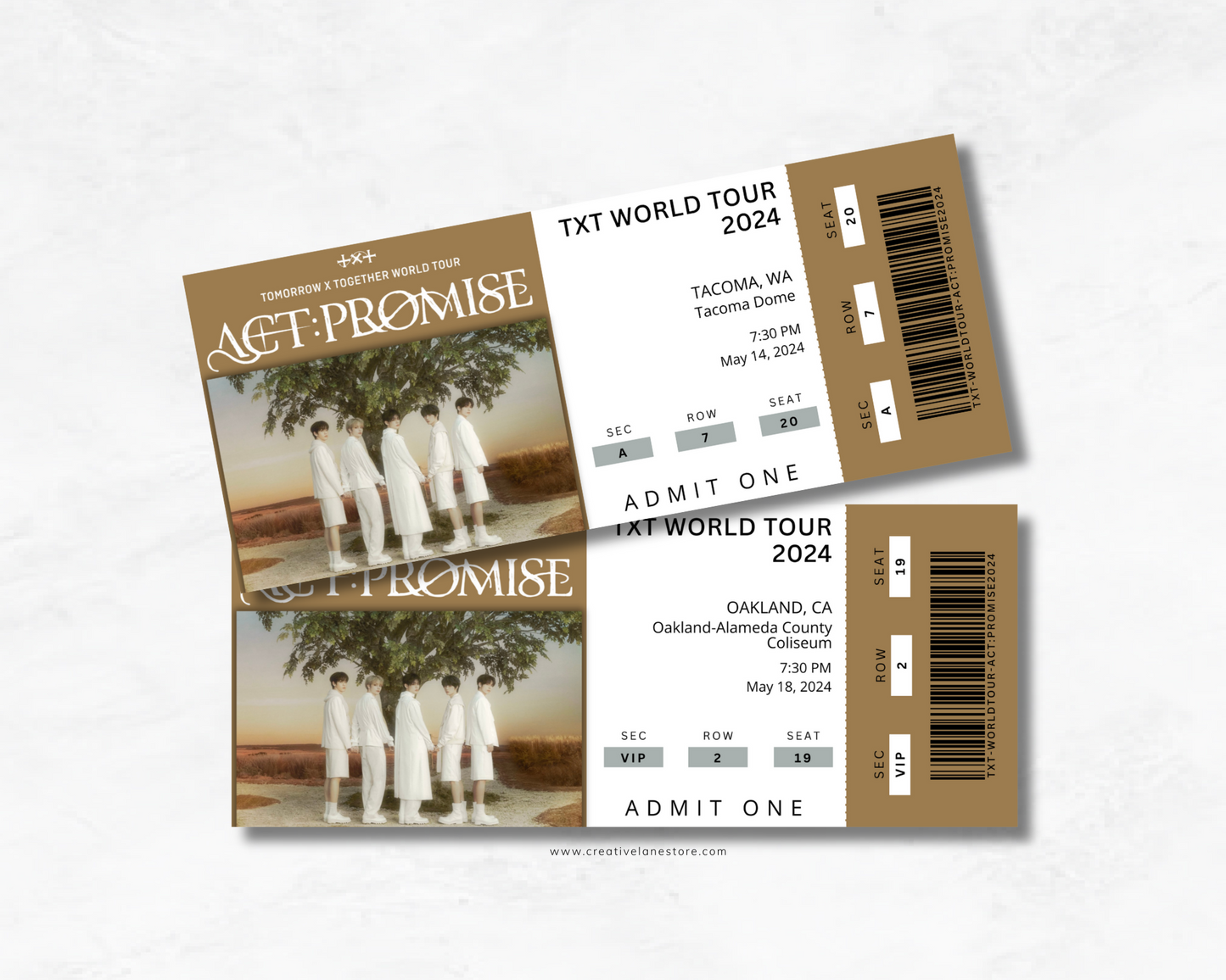 TXT World Tour ACT: Promise Custom Concert Ticket