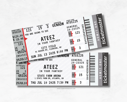 Ateez 2025 Custom Concert Ticket - Ticketmaster Inspired