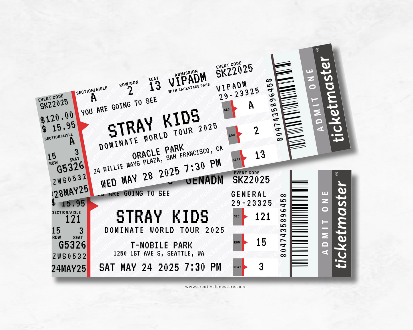 Stray Kids 2025 Custom Ticket - Ticketmaster Inspired