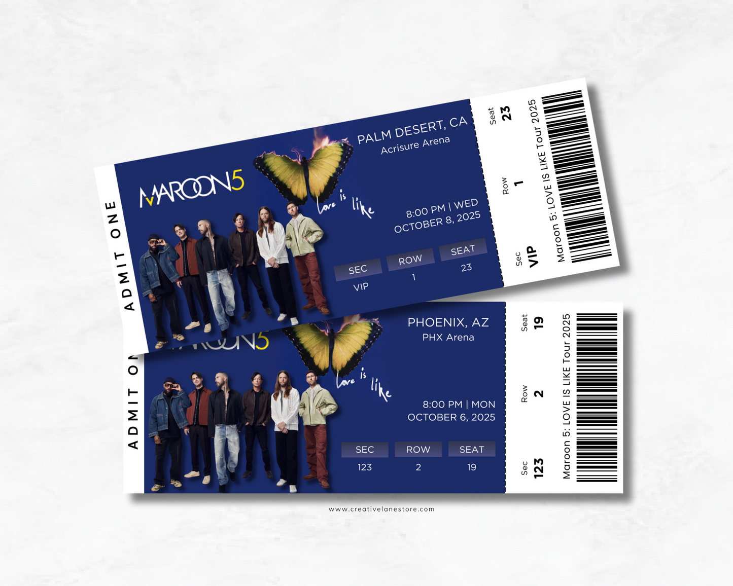 Maroon 5: Love is Like Tour Custom Concert Ticket