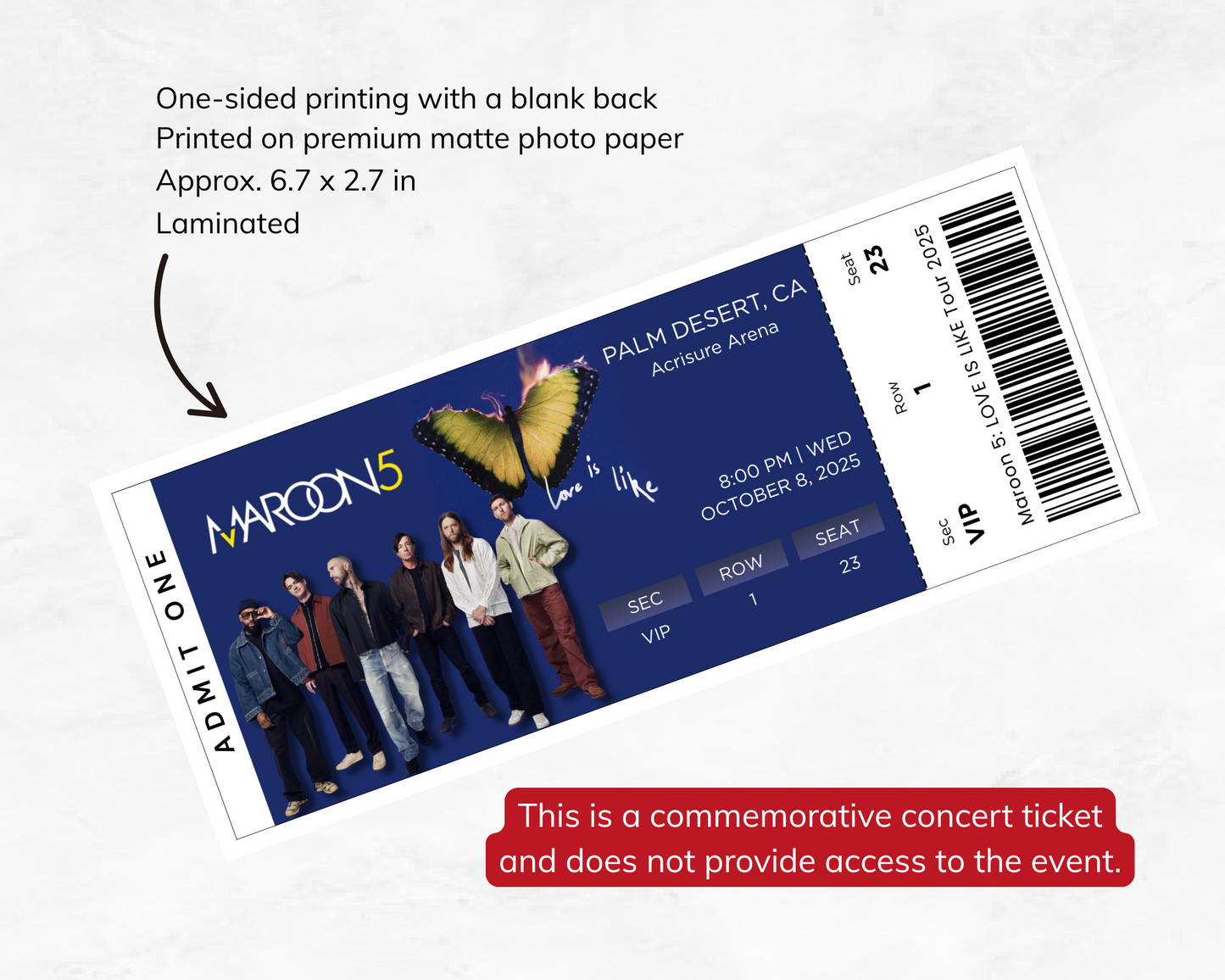 Maroon 5: Love is Like Tour Custom Concert Ticket