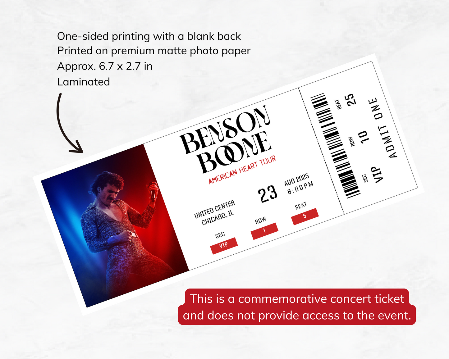 Benson Boone Custom Concert Ticket