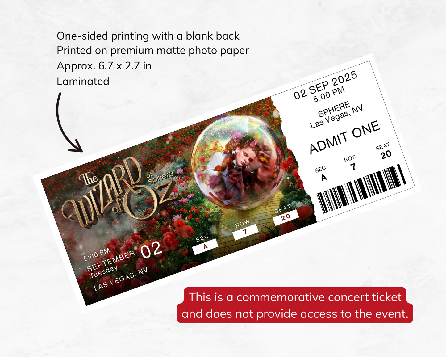The Wizard of Oz Custom Ticket