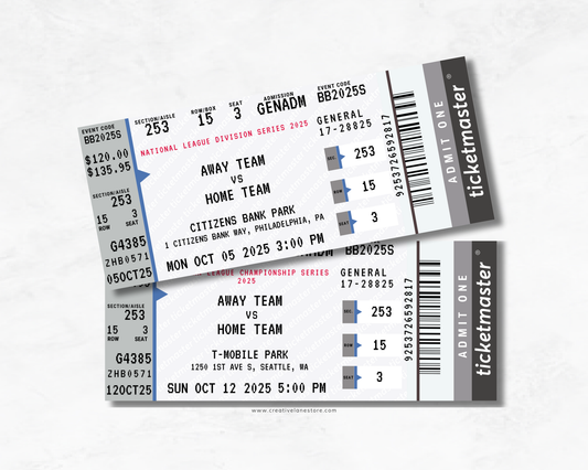 Baseball Postseason Custom Ticket - Ticketmaster Inspired