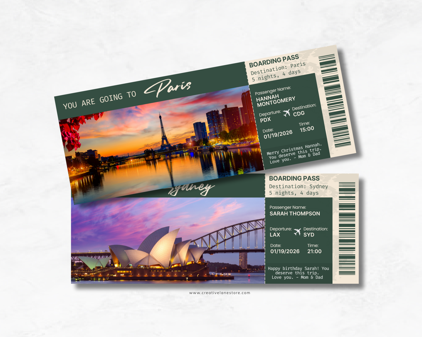Destination Custom Souvenir Ticket