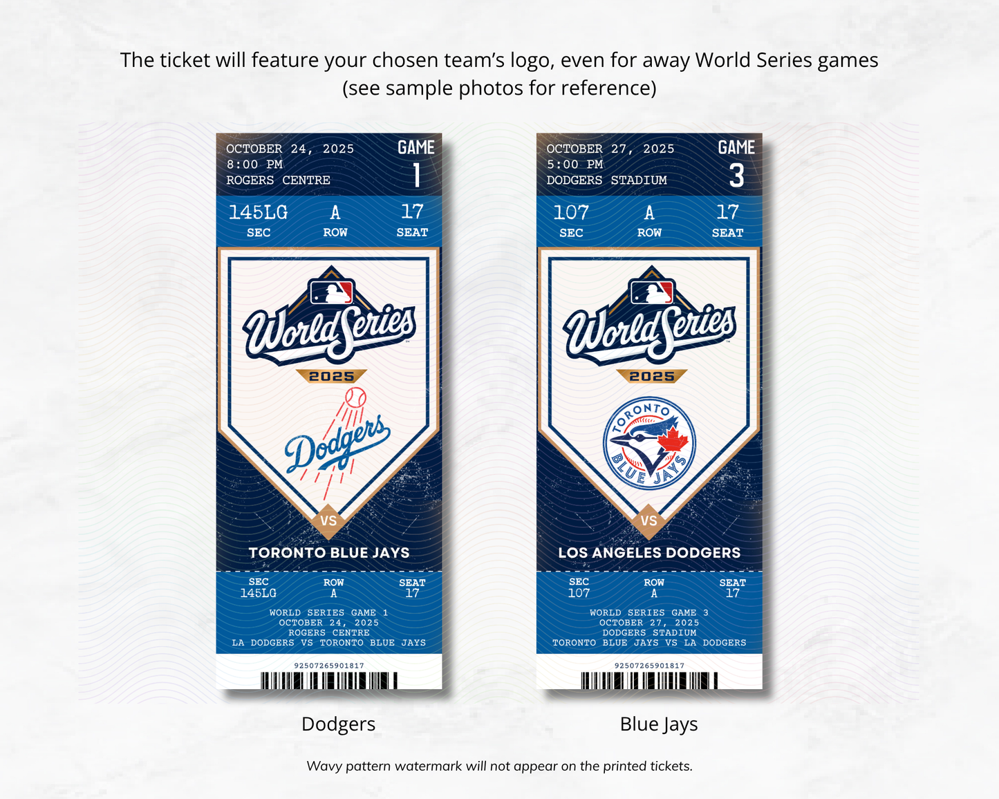 World Series 2025 Custom Souvenir Ticket