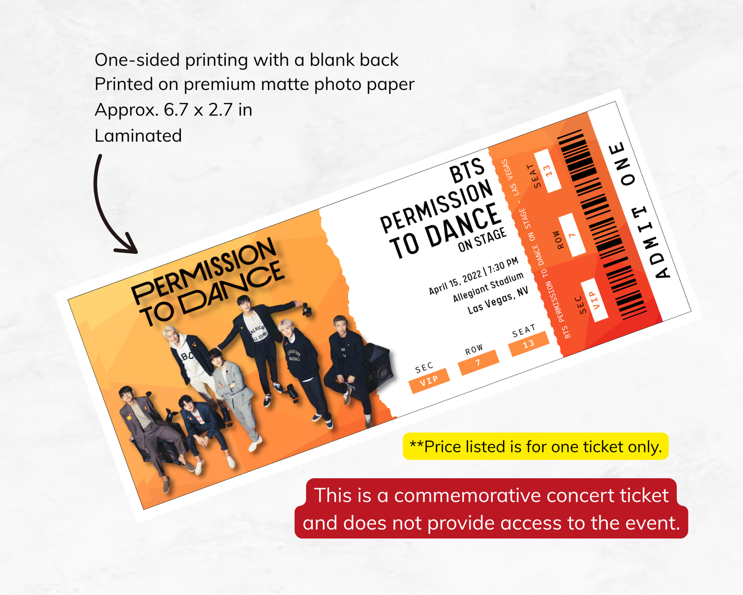 BTS PTD Custom Concert Ticket