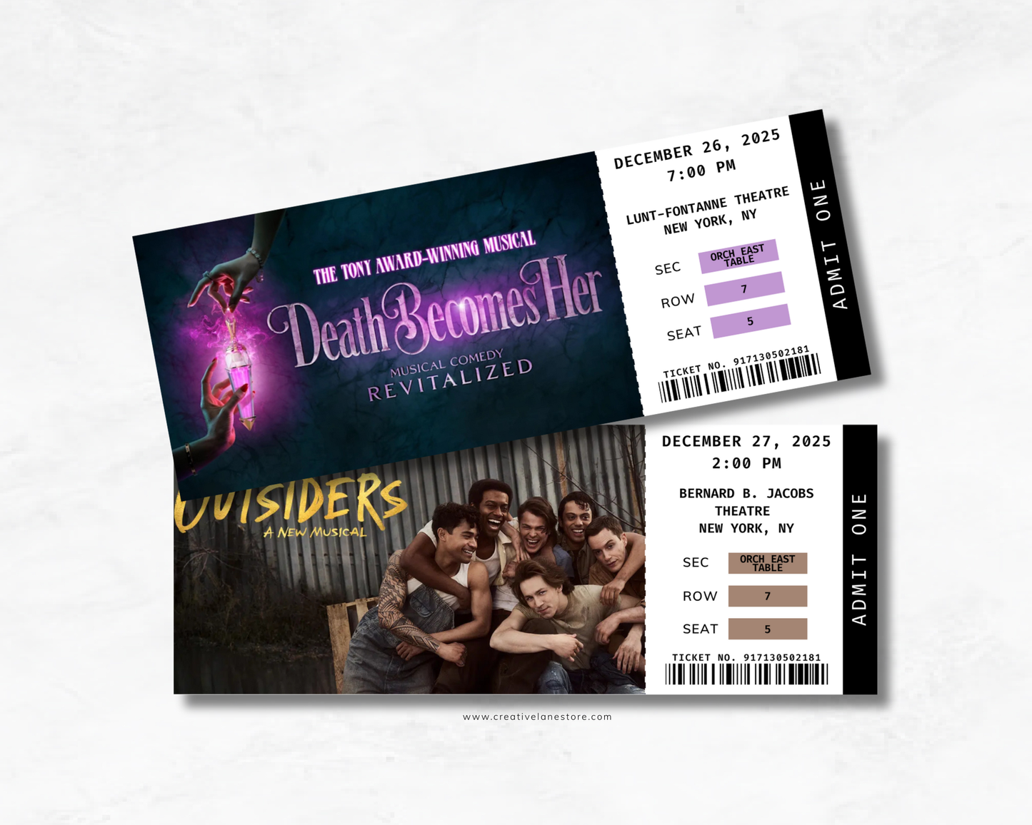 Broadway Custom Souvenir Ticket