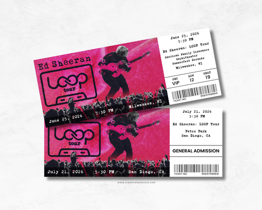 Ed Sheeran: Loop Tour Custom Concert Ticket
